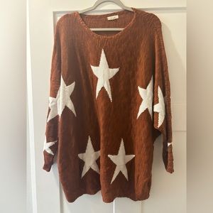 Cute oversized knit sweater with stars